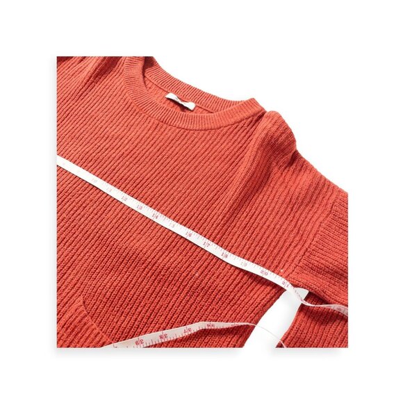 Madewell Orange Ribbed Sweater With Patch Pockets SZ S - Picture 3 of 7
